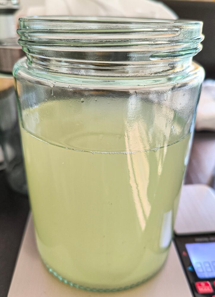 Selbst angesetzter Apfelessig in einer Glasflasche