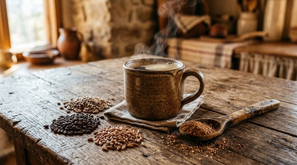 Getreidekaffee aus geröstetem Getreide als koffeinfreier Kaffeeersatz